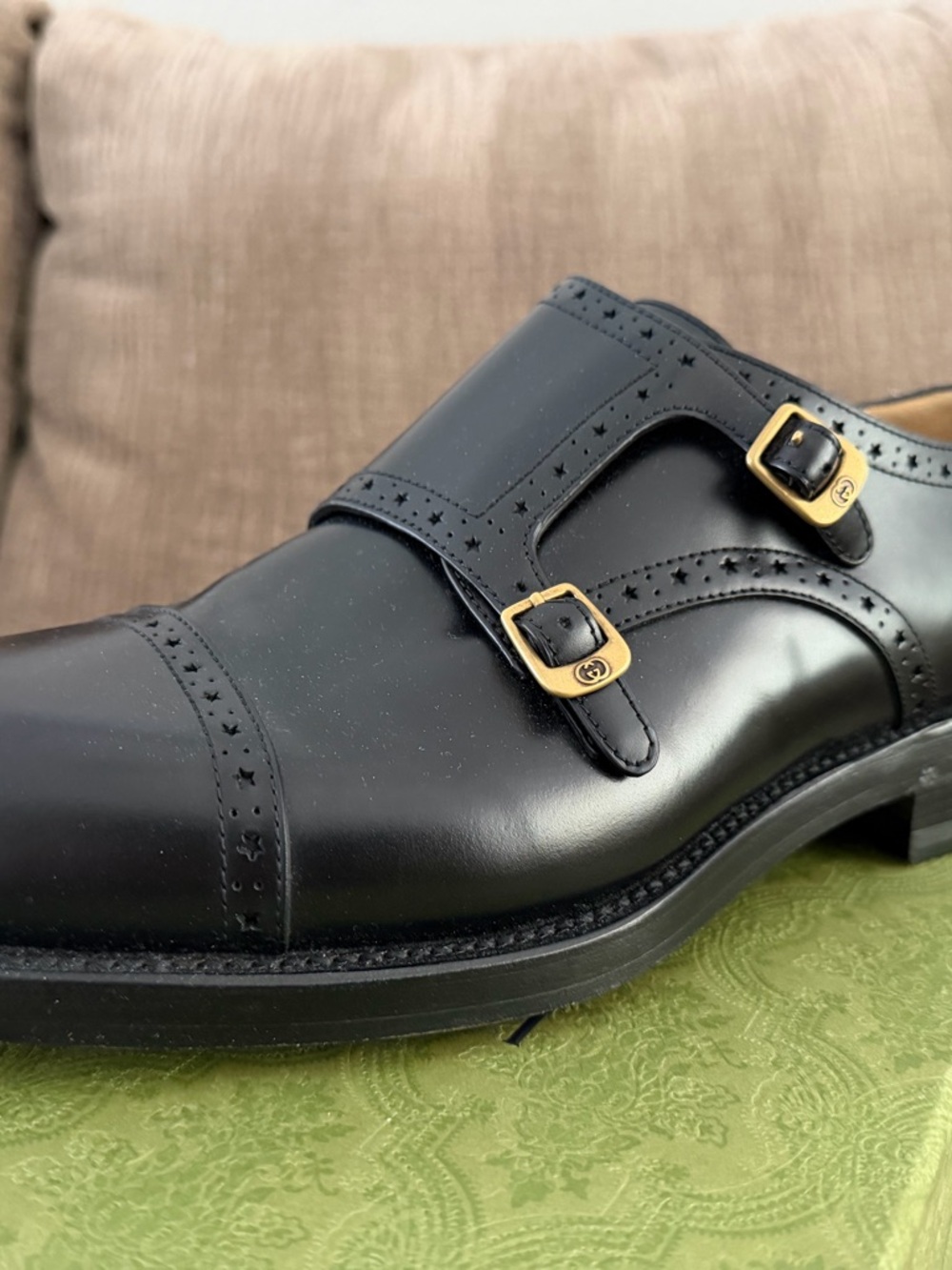 Gucci 739778 Double Monk Strap Black Leather Oxford Shoes Mens Size 10. - Picture 5 of 9
